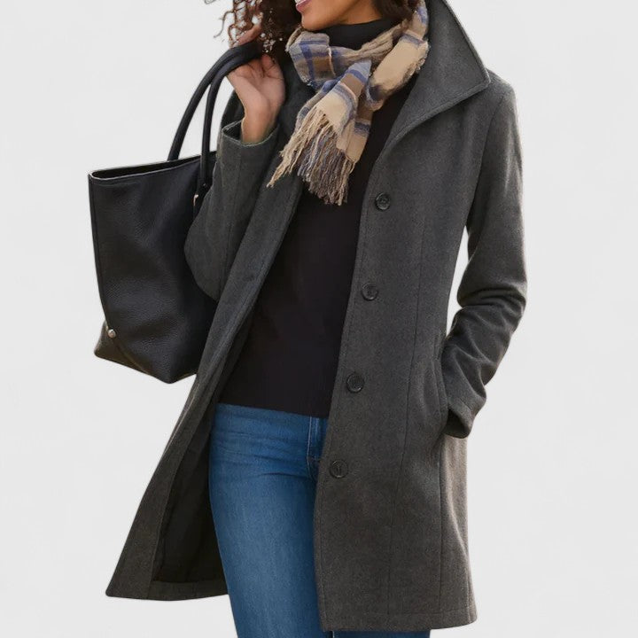 Longline Coat Women's Button-Front Camel – Casual, Office Winter Outerwear