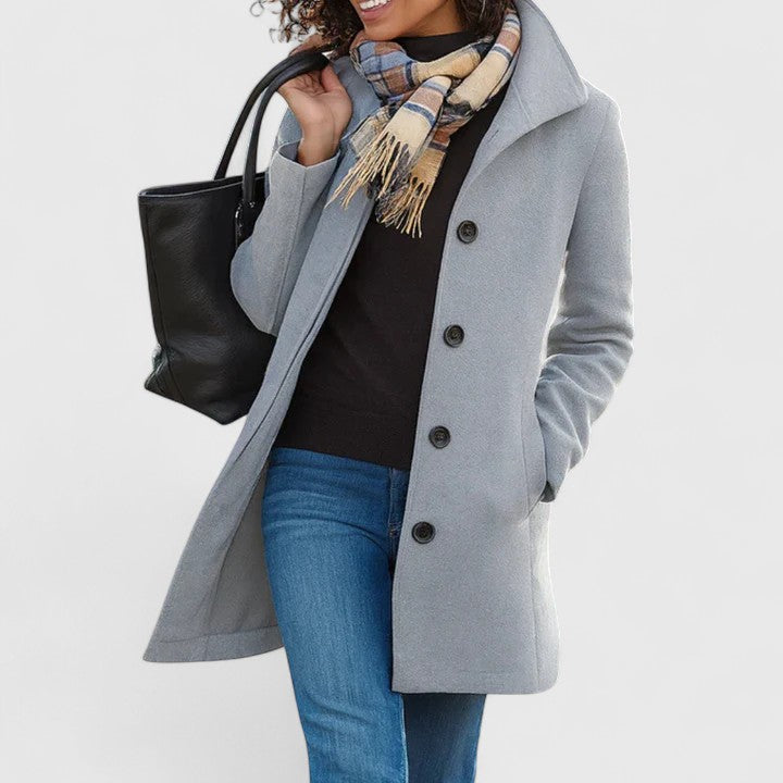 Longline Coat Women's Button-Front Camel – Casual, Office Winter Outerwear