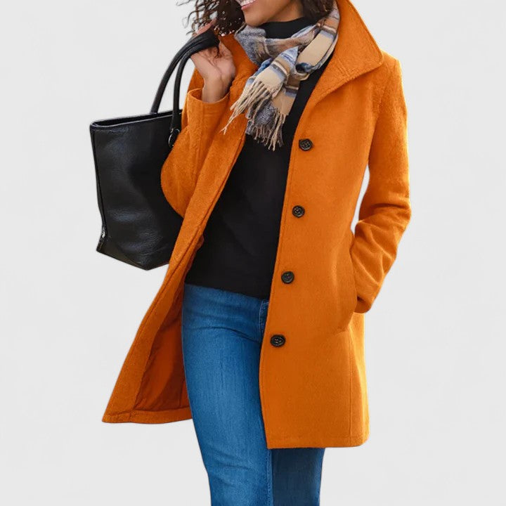 Longline Coat Women's Button-Front Camel – Casual, Office Winter Outerwear