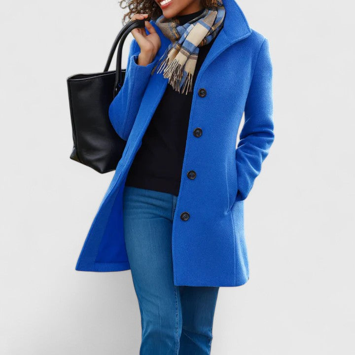 Longline Coat Women's Button-Front Camel – Casual, Office Winter Outerwear