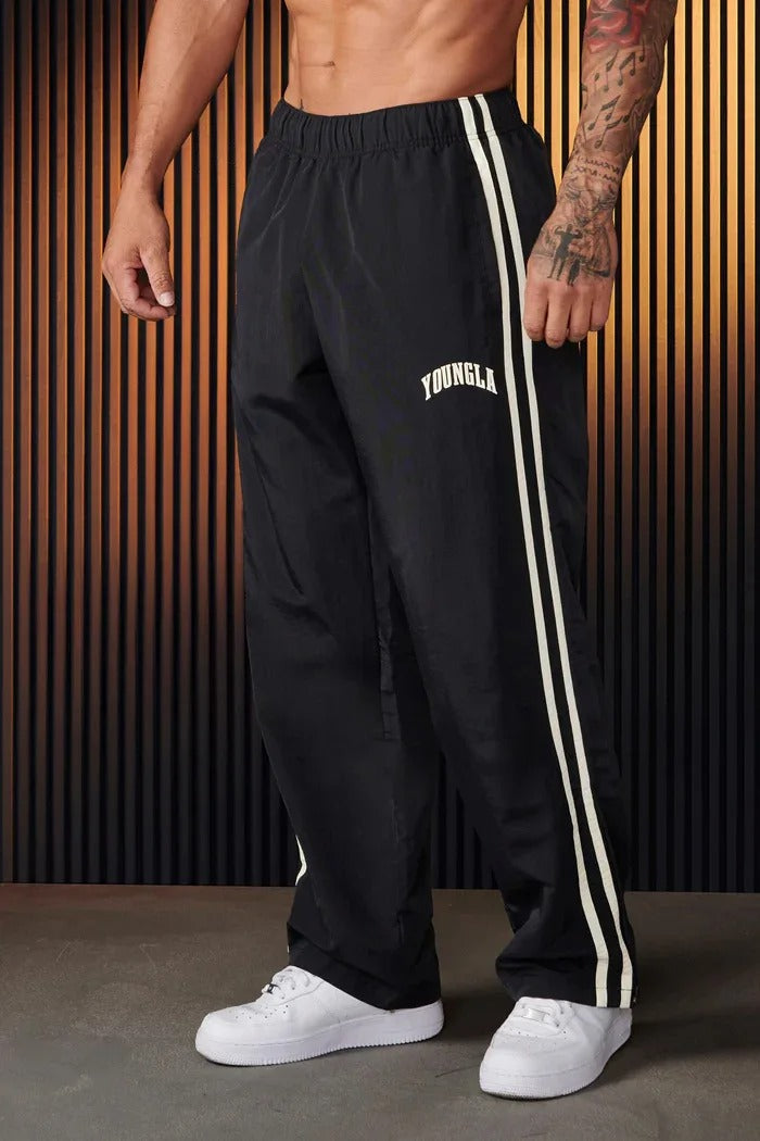 Men's Baggy Joggers Burgundy Side Stripe – Gym, Casual