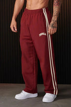 Men's Baggy Joggers Burgundy Side Stripe – Gym, Casual