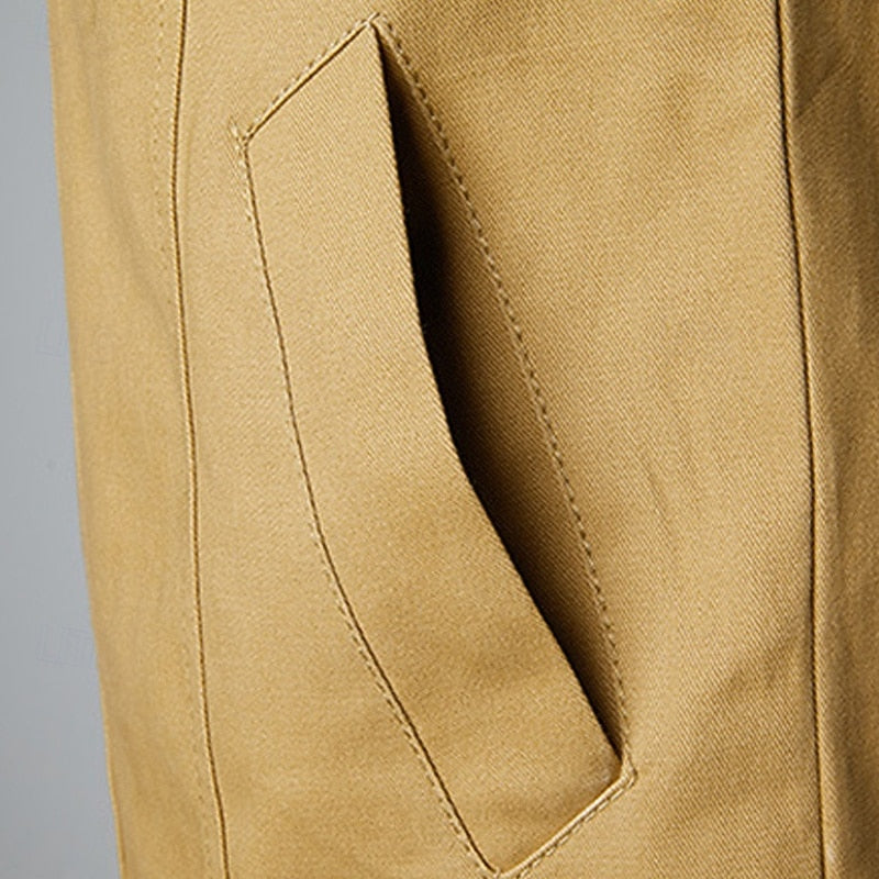 Men's Cotton Field Jacket Khaki Zip-Up Bomber – Casual, Office Wear