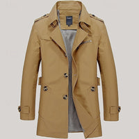 Men's Cotton Trench Coat Mid-Length Single-Breasted – Casual, Office