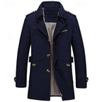 Men's Cotton Trench Coat Mid-Length Single-Breasted – Casual, Office