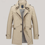 Men's Cotton Trench Coat Mid-Length Single-Breasted – Casual, Office