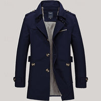 Men's Cotton Trench Coat Mid-Length Single-Breasted – Casual, Office