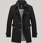 Men's Cotton Trench Coat Mid-Length Single-Breasted – Casual, Office