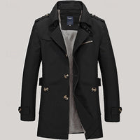 Men's Cotton Trench Coat Mid-Length Single-Breasted – Casual, Office