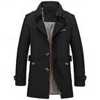 Men's Cotton Trench Coat Mid-Length Single-Breasted – Casual, Office