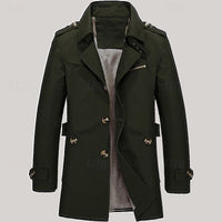 Men's Cotton Trench Coat Mid-Length Single-Breasted – Casual, Office