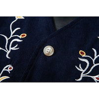 Men's Waistcoat Floral V-Neck Brown – Casual, Office