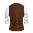 Men's Waistcoat Floral V-Neck Brown – Casual, Office