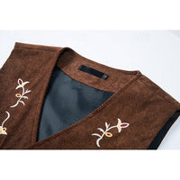 Men's Waistcoat Floral V-Neck Brown – Casual, Office