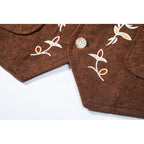 Men's Waistcoat Floral V-Neck Brown – Casual, Office