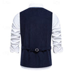Men's Waistcoat Floral V-Neck Brown – Casual, Office