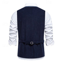 Men's Waistcoat Floral V-Neck Brown – Casual, Office