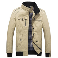 Men's Field Jacket Cotton with Stand Collar & Multiple Pockets – Casual, Office