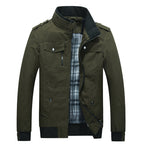 Men's Field Jacket Cotton with Stand Collar & Multiple Pockets – Casual, Office