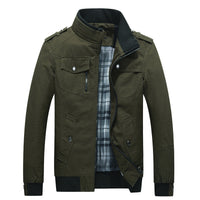 Men's Field Jacket Cotton with Stand Collar & Multiple Pockets – Casual, Office