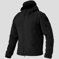 Men's Fleece Jacket Black Full-Zip Multi-Pocket – Casual, Outdoor