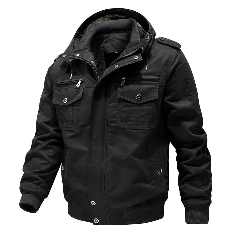 Men's Hooded Field Jacket Green Sherpa-Lined – Casual, Winter Outdoor
