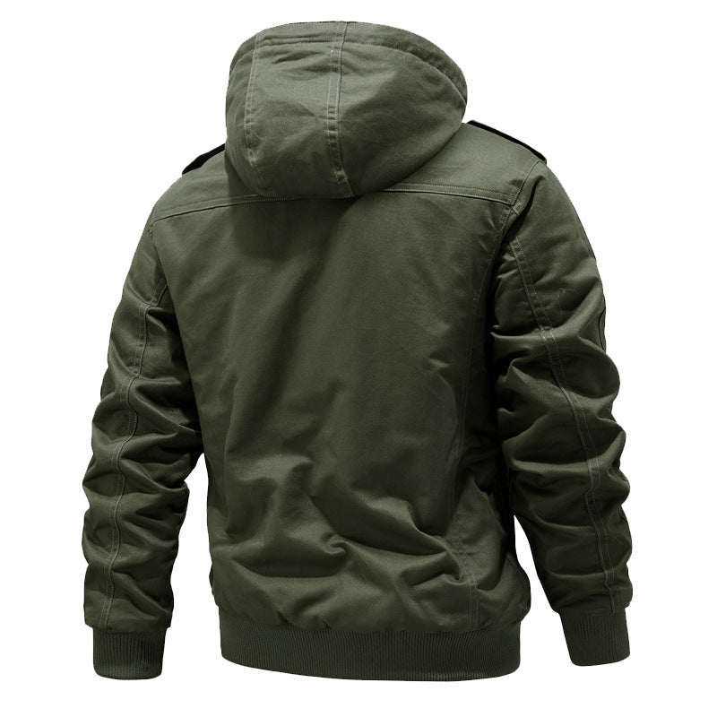 Men's Hooded Field Jacket Green Sherpa-Lined – Casual, Winter Outdoor