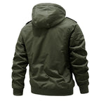 Men's Hooded Field Jacket Green Sherpa-Lined – Casual, Winter Outdoor
