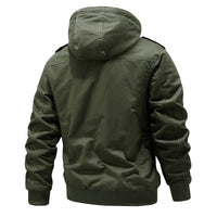 Men's Hooded Field Jacket Green Sherpa-Lined – Casual, Winter Outdoor