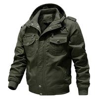 Men's Hooded Field Jacket Green Sherpa-Lined – Casual, Winter Outdoor