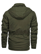 Men's Hooded Fleece-Lined Jacket Multi-Pocket – Casual, Winter Outdoor