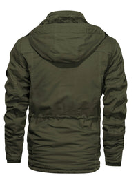 Men's Hooded Fleece-Lined Jacket Multi-Pocket – Casual, Winter Outdoor