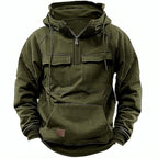 Men's Hooded Pullover Fleece-Lined Quarter-Zip Sweatshirt – Casual, Outdoor
