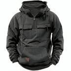 Men's Hooded Pullover Fleece-Lined Quarter-Zip Sweatshirt – Casual, Outdoor