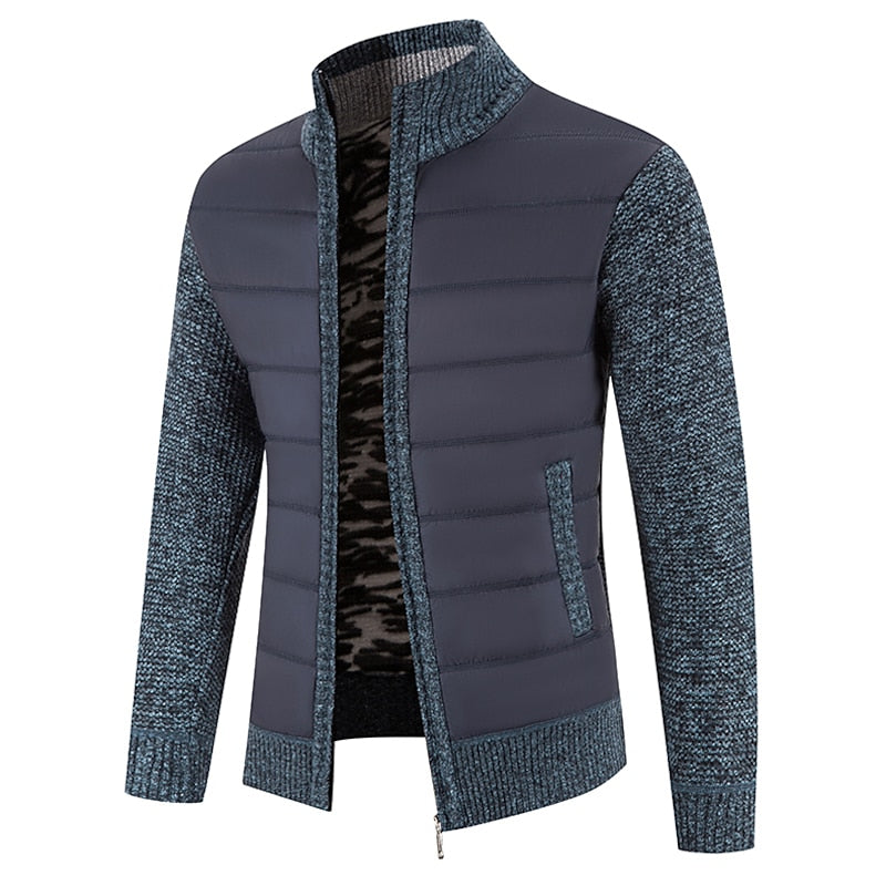 Men's Knitted Cardigan Jacket Zip-Front Fleece Lined – Casual, Office