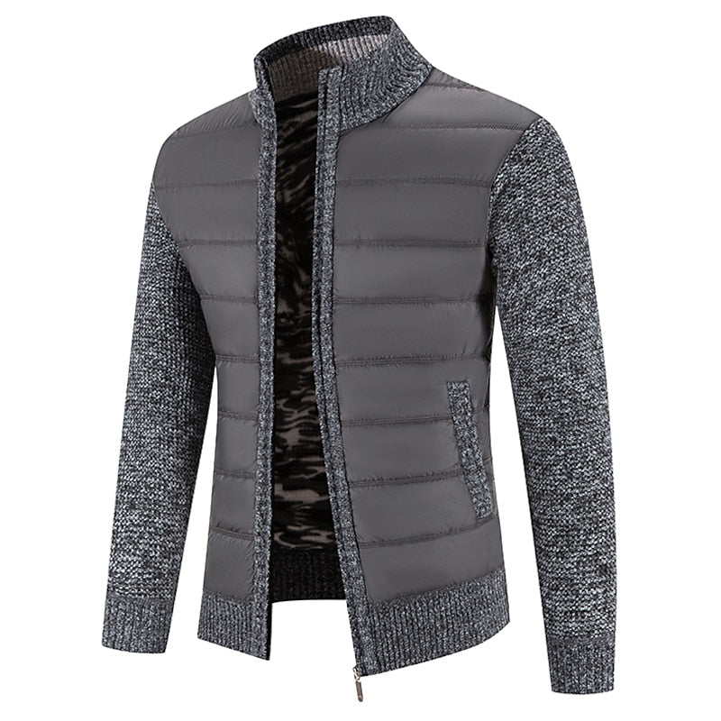 Men's Knitted Cardigan Jacket Zip-Front Fleece Lined – Casual, Office