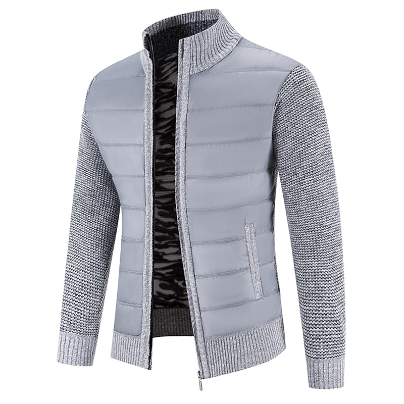 Men's Knitted Cardigan Jacket Zip-Front Fleece Lined – Casual, Office