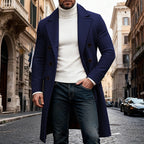 Men's Long Double-Breasted Lapel Trench Coat – Office, Casual