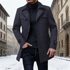 Men's Longline Wool Coat Single-Breasted – Winter, Office