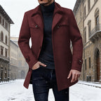 Men's Longline Wool Coat Single-Breasted – Winter, Office