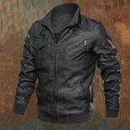 Men's Biker Jacket PU Leather Brown – Casual, Motorcycle