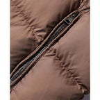 Men's Puffer Jacket Brown Faux Fur Collar – Casual, Holiday Gift
