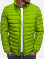 Men's Puffer Jacket Black Full Zip Stand Collar – Casual, Winter Outdoor