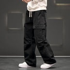 Men's Wide-Leg Cargo Pants with Drawstring Waist – Casual Wear, Outdoor Activities