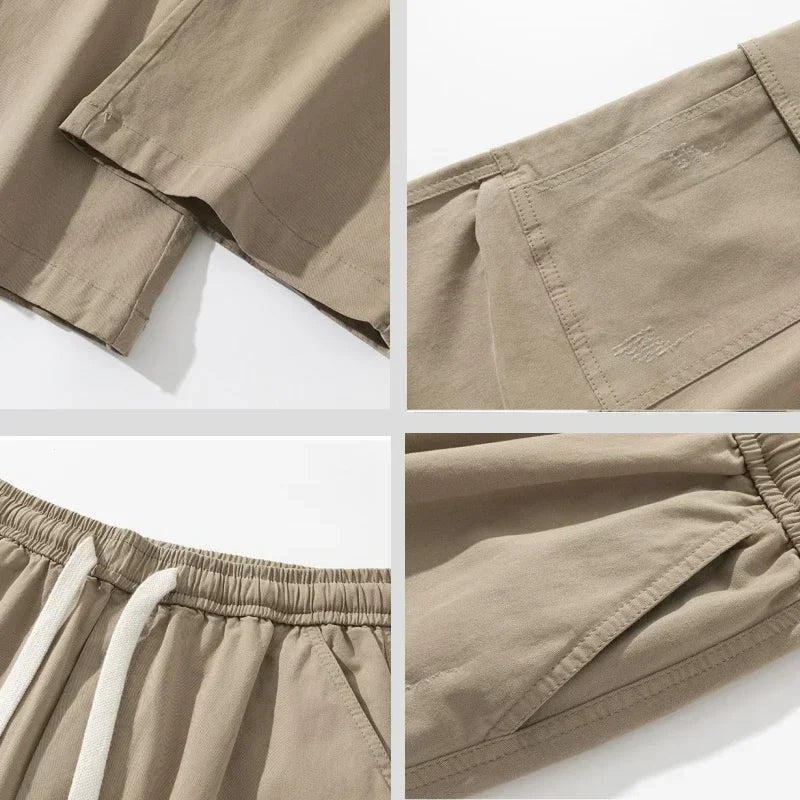 Men's Wide-Leg Cargo Pants with Drawstring Waist – Casual Wear, Outdoor Activities