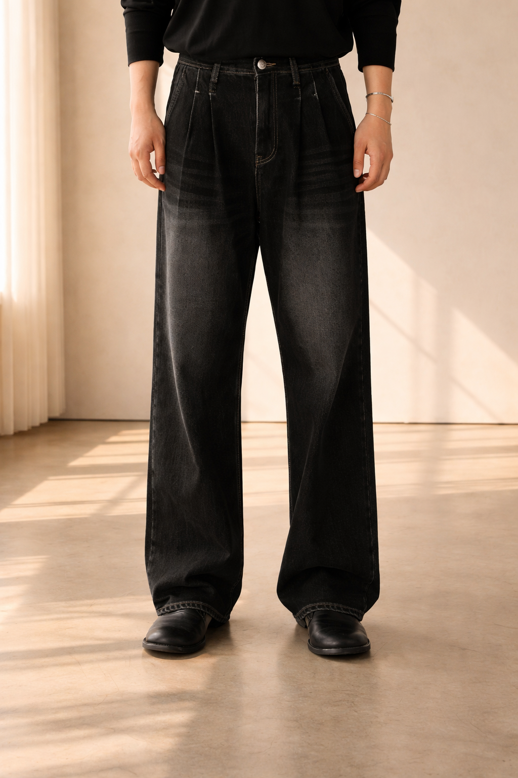Men's Wide-Leg Jeans | Pleated Front – Casual Wear, Everyday Style