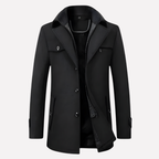 Men's Wool-Blend Coat Camel with Zip Insert – Office, Casual