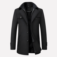 Men's Wool-Blend Coat Camel with Zip Insert – Office, Casual