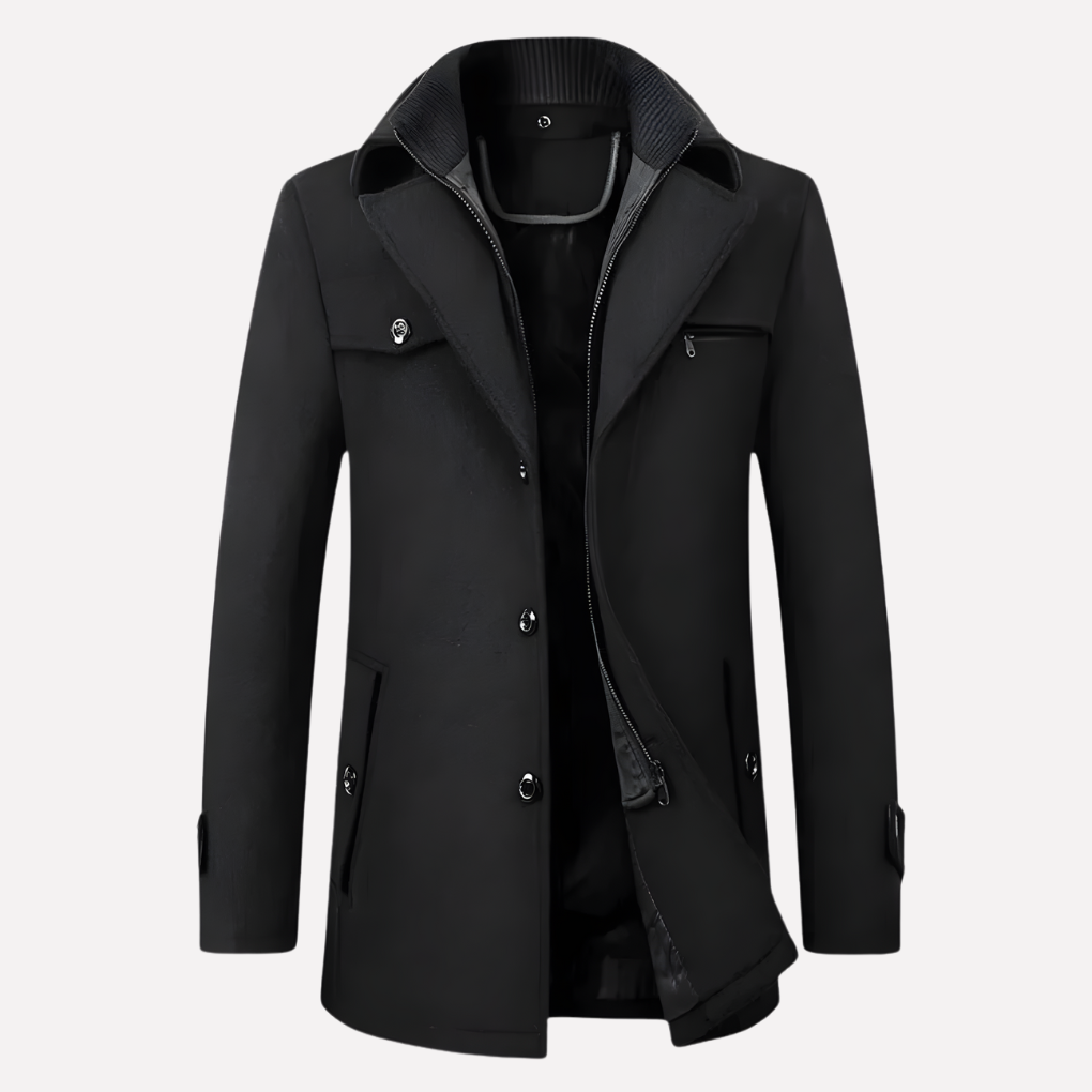 Men's Wool-Blend Coat Camel with Zip Insert – Office, Casual