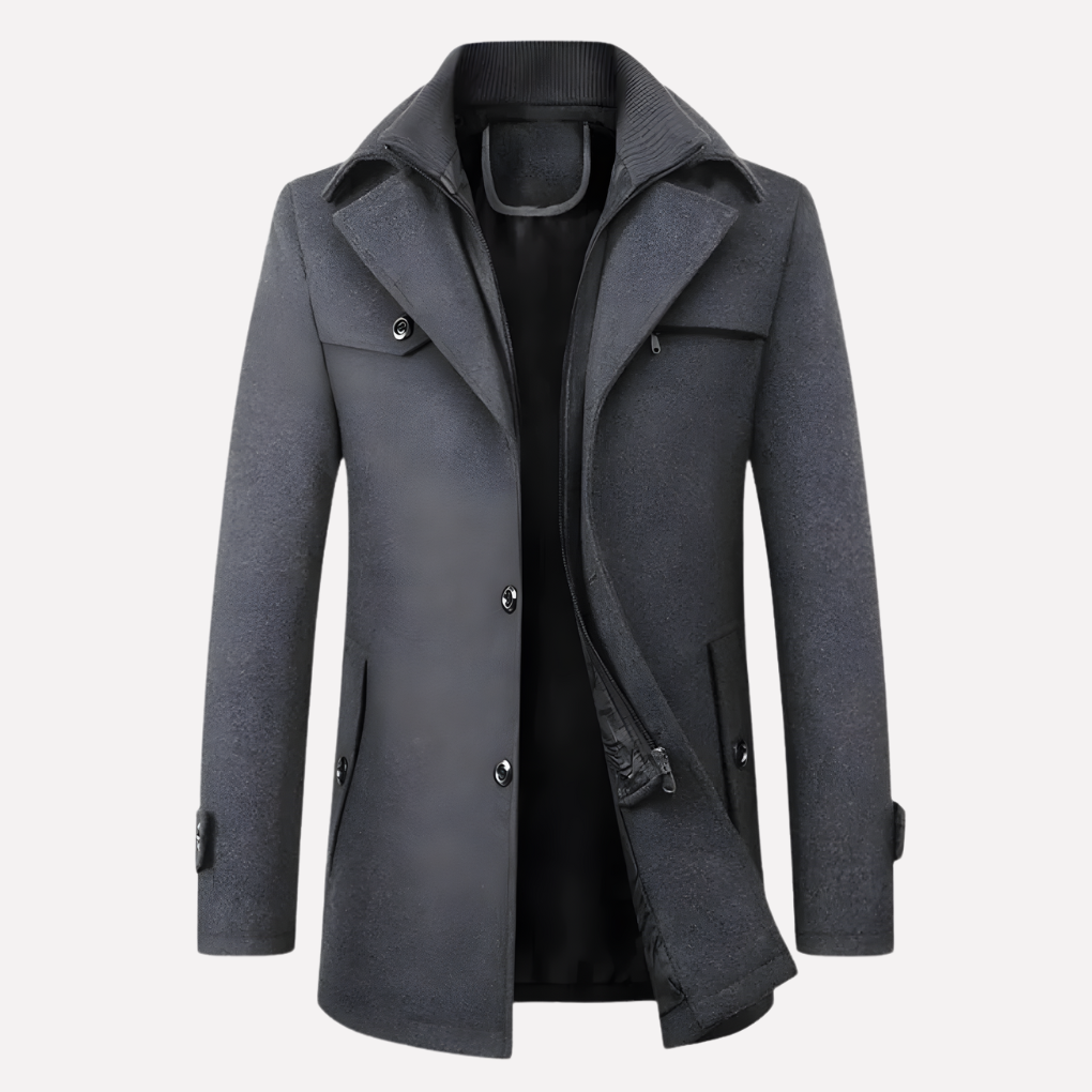 Men's Wool-Blend Coat Camel with Zip Insert – Office, Casual